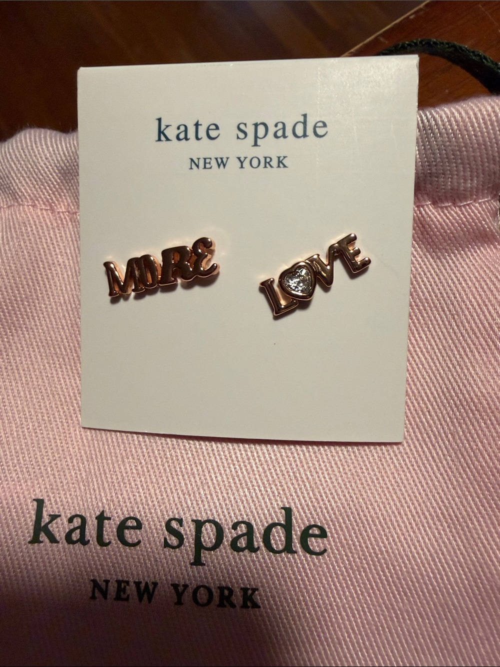 kate spade Rose Gold 'MORE' and 'LOVE' Word Stud Earrings